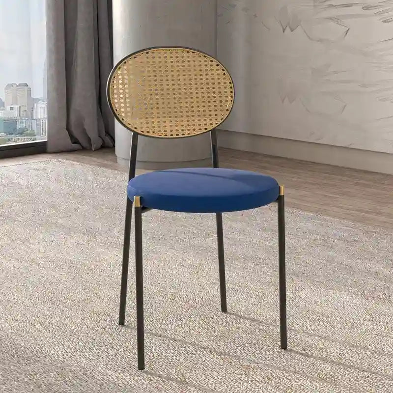 Chaise de salle à manger moderne Leisuremod Euston avec assise rembourrée en velours – Chaise d'appoint à dossier en osier pour bureau à domicile, salon et cuisine