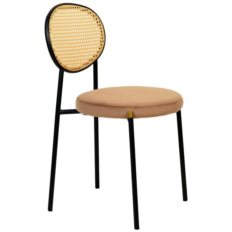 Chaise de salle à manger moderne Leisuremod Euston avec assise rembourrée en velours – Chaise d'appoint à dossier en osier pour bureau à domicile, salon et cuisine