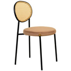 Chaise de salle à manger moderne Leisuremod Euston avec assise rembourrée en velours – Chaise d'appoint à dossier en osier pour bureau à domicile, salon et cuisine