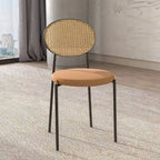 Chaise de salle à manger moderne Leisuremod Euston avec assise rembourrée en velours – Chaise d'appoint à dossier en osier pour bureau à domicile, salon et cuisine