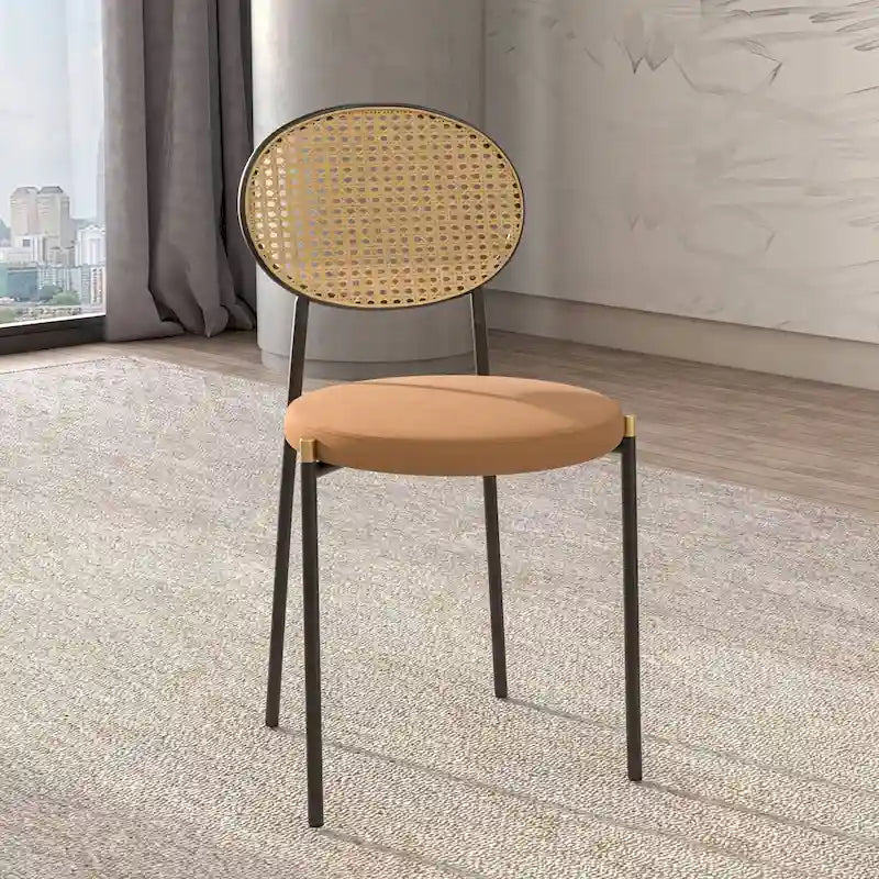 Chaise de salle à manger moderne Leisuremod Euston avec assise rembourrée en velours – Chaise d'appoint à dossier en osier pour bureau à domicile, salon et cuisine