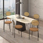 Chaise de salle à manger moderne Leisuremod Euston avec assise rembourrée en velours – Chaise d'appoint à dossier en osier pour bureau à domicile, salon et cuisine