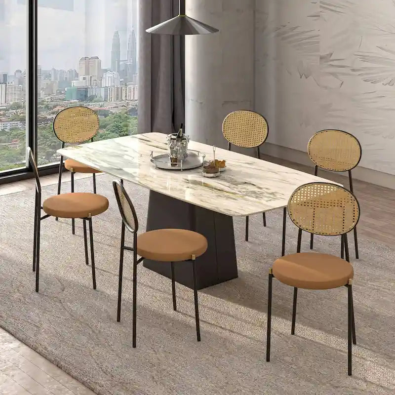 Chaise de salle à manger moderne Leisuremod Euston avec assise rembourrée en velours – Chaise d'appoint à dossier en osier pour bureau à domicile, salon et cuisine