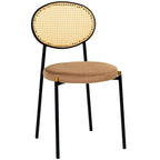 Chaise de salle à manger moderne Leisuremod Euston avec assise rembourrée en velours – Chaise d'appoint à dossier en osier pour bureau à domicile, salon et cuisine