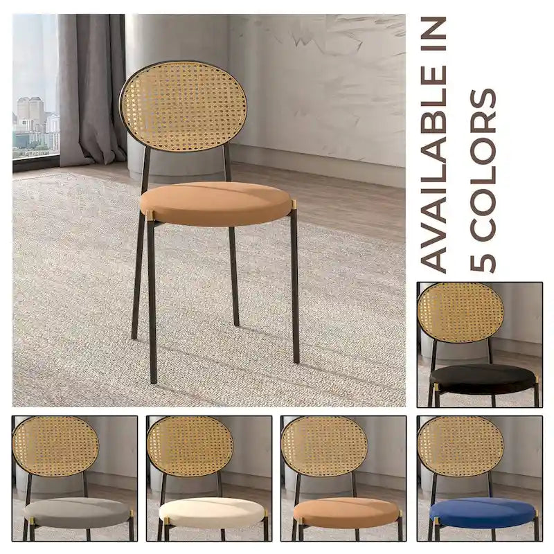 Chaise de salle à manger moderne Leisuremod Euston avec assise rembourrée en velours – Chaise d'appoint à dossier en osier pour bureau à domicile, salon et cuisine