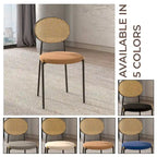 Chaise de salle à manger moderne Leisuremod Euston avec assise rembourrée en velours – Chaise d'appoint à dossier en osier pour bureau à domicile, salon et cuisine