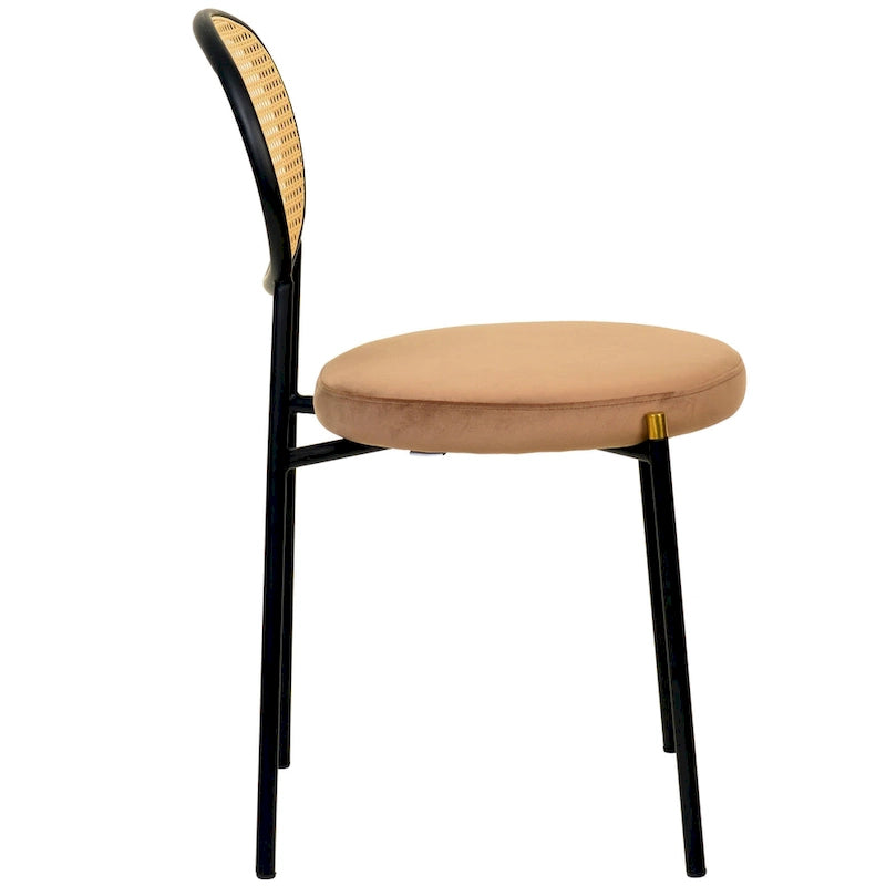 Chaise de salle à manger moderne Leisuremod Euston avec assise rembourrée en velours – Chaise d'appoint à dossier en osier pour bureau à domicile, salon et cuisine