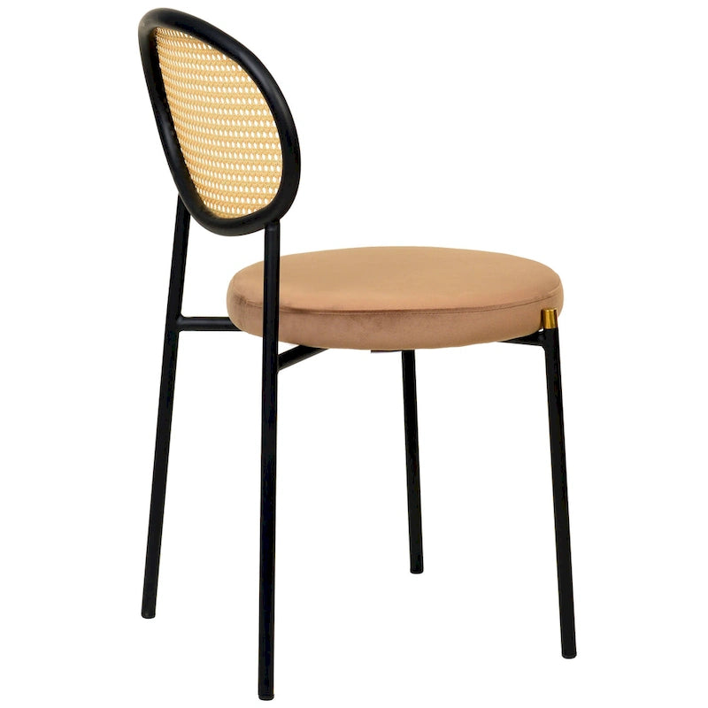 Chaise de salle à manger moderne Leisuremod Euston avec assise rembourrée en velours – Chaise d'appoint à dossier en osier pour bureau à domicile, salon et cuisine