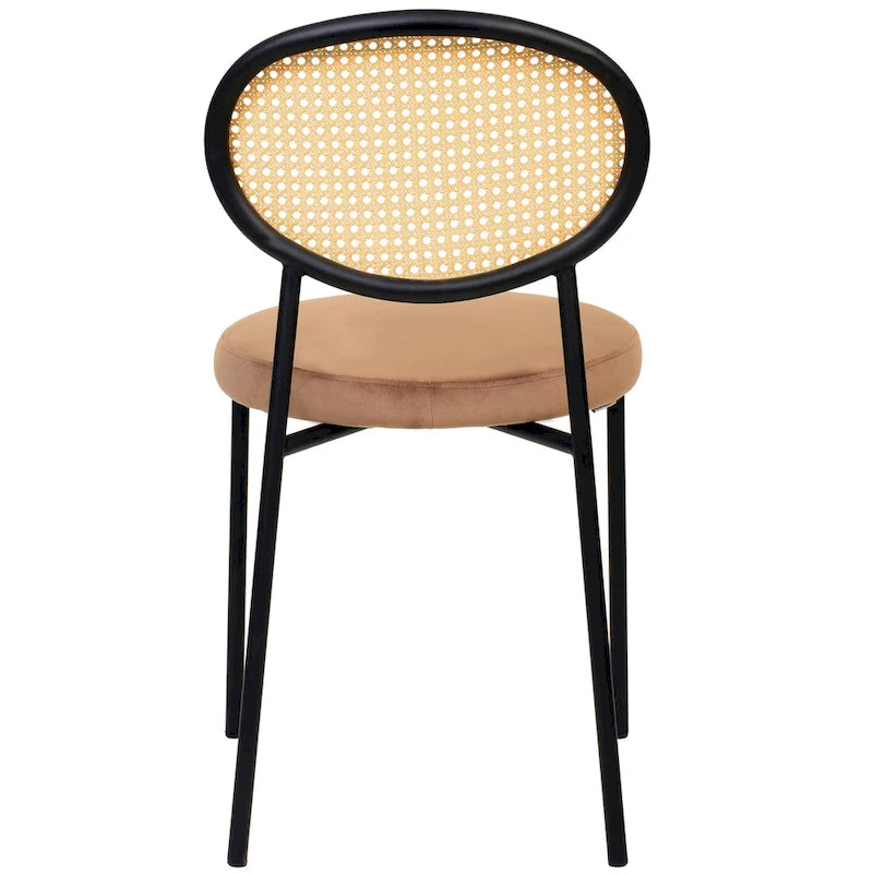 Chaise de salle à manger moderne Leisuremod Euston avec assise rembourrée en velours – Chaise d'appoint à dossier en osier pour bureau à domicile, salon et cuisine