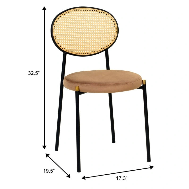 Chaise de salle à manger moderne Leisuremod Euston avec assise rembourrée en velours – Chaise d'appoint à dossier en osier pour bureau à domicile, salon et cuisine