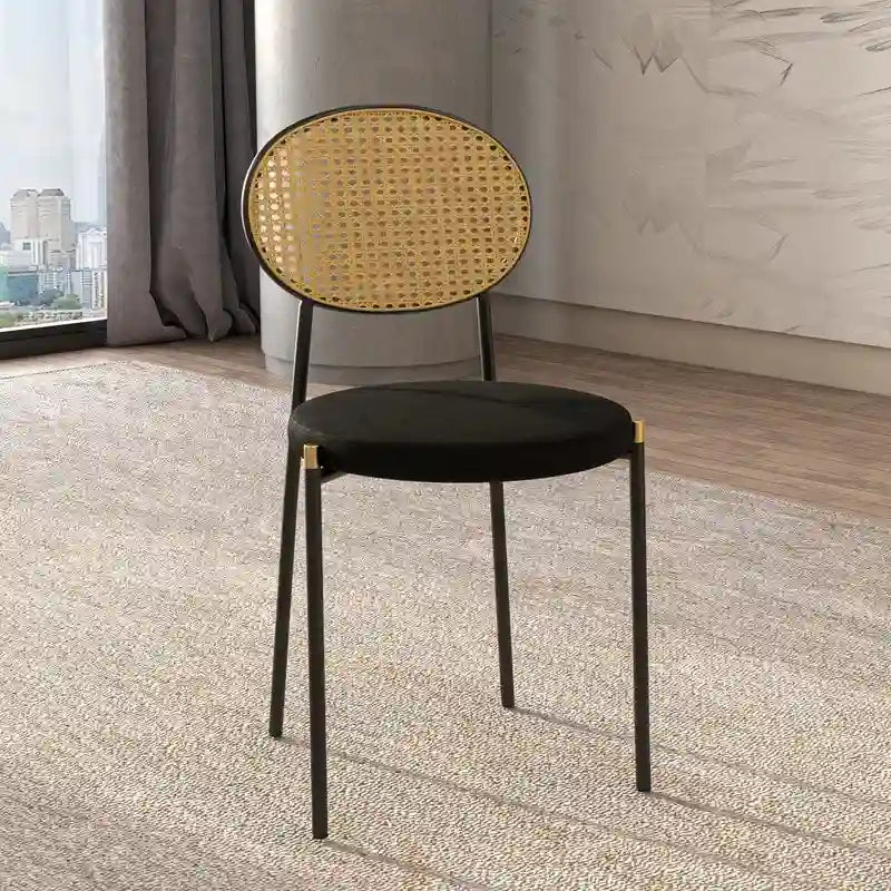 Chaise de salle à manger moderne Leisuremod Euston avec assise rembourrée en velours – Chaise d'appoint à dossier en osier pour bureau à domicile, salon et cuisine
