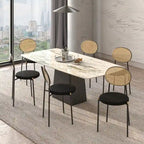 Chaise de salle à manger moderne Leisuremod Euston avec assise rembourrée en velours – Chaise d'appoint à dossier en osier pour bureau à domicile, salon et cuisine