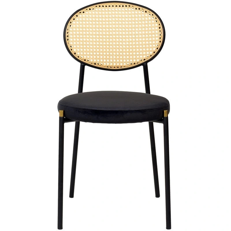 Chaise de salle à manger moderne Leisuremod Euston avec assise rembourrée en velours – Chaise d'appoint à dossier en osier pour bureau à domicile, salon et cuisine