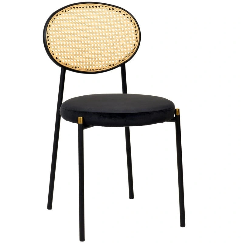 Chaise de salle à manger moderne Leisuremod Euston avec assise rembourrée en velours – Chaise d'appoint à dossier en osier pour bureau à domicile, salon et cuisine