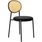 Chaise de salle à manger moderne Leisuremod Euston avec assise rembourrée en velours – Chaise d'appoint à dossier en osier pour bureau à domicile, salon et cuisine
