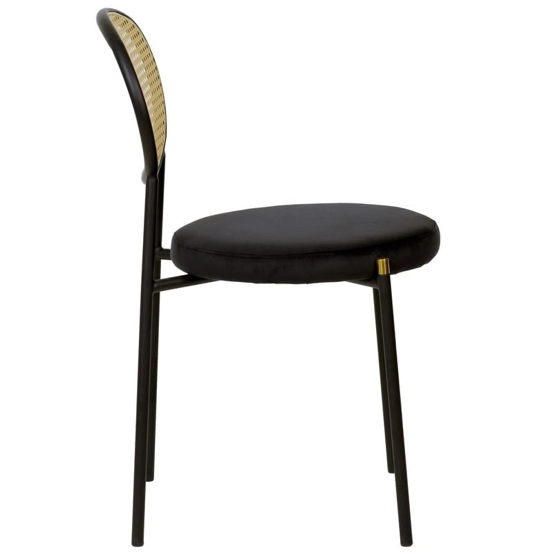 Chaise de salle à manger moderne Leisuremod Euston avec assise rembourrée en velours – Chaise d'appoint à dossier en osier pour bureau à domicile, salon et cuisine