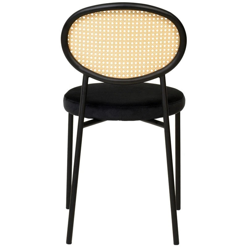 Chaise de salle à manger moderne Leisuremod Euston avec assise rembourrée en velours – Chaise d'appoint à dossier en osier pour bureau à domicile, salon et cuisine