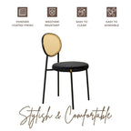 Chaise de salle à manger moderne Leisuremod Euston avec assise rembourrée en velours – Chaise d'appoint à dossier en osier pour bureau à domicile, salon et cuisine