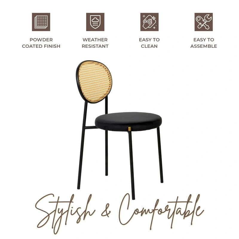 Chaise de salle à manger moderne Leisuremod Euston avec assise rembourrée en velours – Chaise d'appoint à dossier en osier pour bureau à domicile, salon et cuisine