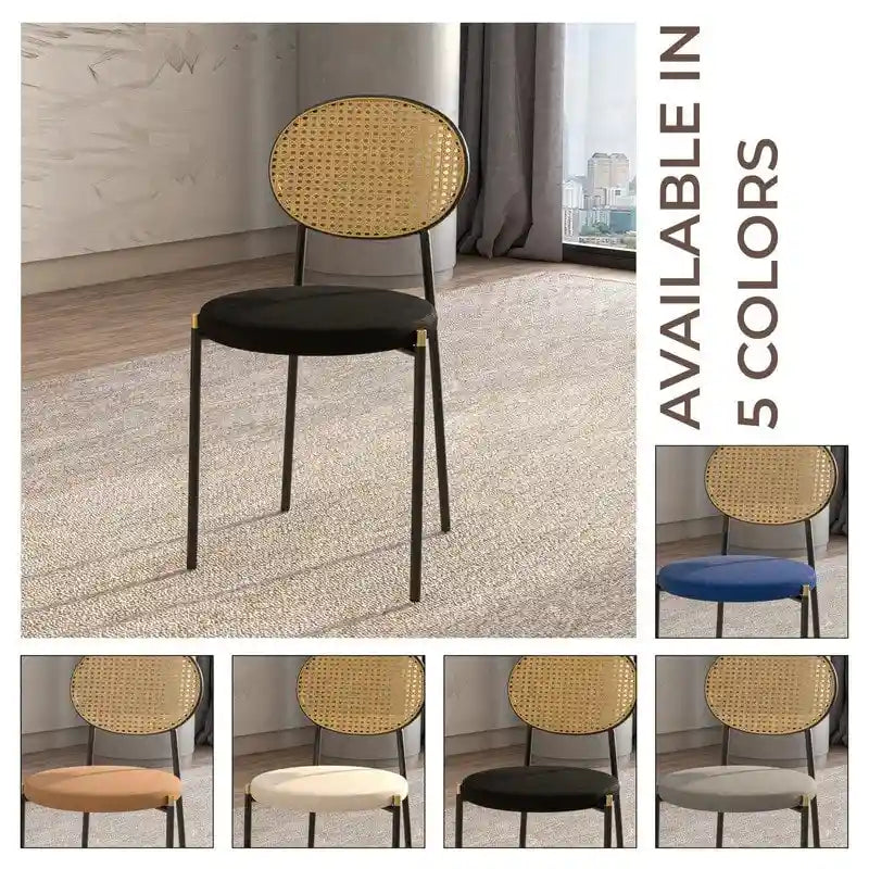 Chaise de salle à manger moderne Leisuremod Euston avec assise rembourrée en velours – Chaise d'appoint à dossier en osier pour bureau à domicile, salon et cuisine