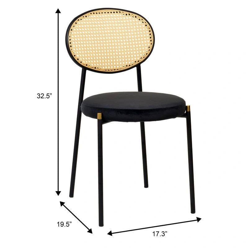 Chaise de salle à manger moderne Leisuremod Euston avec assise rembourrée en velours – Chaise d'appoint à dossier en osier pour bureau à domicile, salon et cuisine