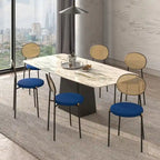 Chaise de salle à manger moderne Leisuremod Euston avec assise rembourrée en velours – Chaise d'appoint à dossier en osier pour bureau à domicile, salon et cuisine
