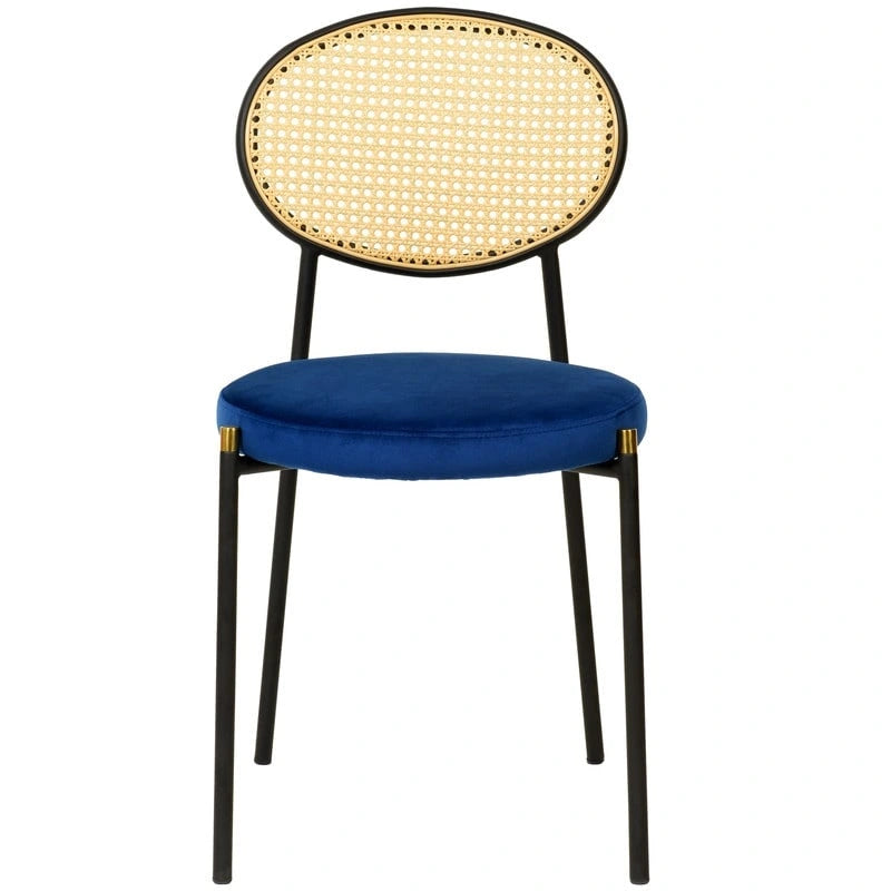 Chaise de salle à manger moderne Leisuremod Euston avec assise rembourrée en velours – Chaise d'appoint à dossier en osier pour bureau à domicile, salon et cuisine