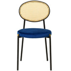 Chaise de salle à manger moderne Leisuremod Euston avec assise rembourrée en velours – Chaise d'appoint à dossier en osier pour bureau à domicile, salon et cuisine