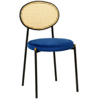 Chaise de salle à manger moderne Leisuremod Euston avec assise rembourrée en velours – Chaise d'appoint à dossier en osier pour bureau à domicile, salon et cuisine