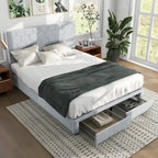 Lit d'appoint capitonné en velours gris moderne avec tête de lit de rangement Honeycomb de Furniture of America