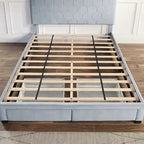 Lit d'appoint capitonné en velours gris moderne avec tête de lit de rangement Honeycomb de Furniture of America