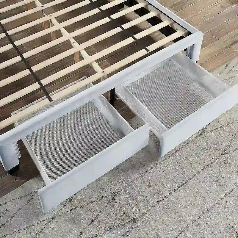 Lit d'appoint capitonné en velours gris moderne avec tête de lit de rangement Honeycomb de Furniture of America