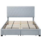 Lit d'appoint capitonné en velours gris moderne avec tête de lit de rangement Honeycomb de Furniture of America