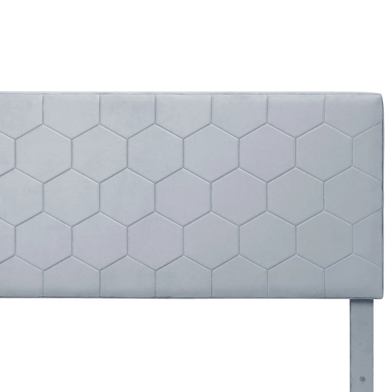 Lit d'appoint capitonné en velours gris moderne avec tête de lit de rangement Honeycomb de Furniture of America