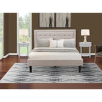 Lit plateforme East West Furniture - Tête de lit en tissu de lin denim avec garniture capitonnée - Pieds noirs (Option de taille et de finition)