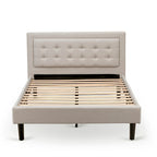 Lit plateforme East West Furniture - Tête de lit en tissu de lin denim avec garniture capitonnée - Pieds noirs (Option de taille et de finition)