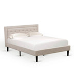 Lit plateforme East West Furniture - Tête de lit en tissu de lin denim avec garniture capitonnée - Pieds noirs (Option de taille et de finition)