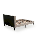 Lit plateforme East West Furniture - Tête de lit en tissu de lin denim avec garniture capitonnée - Pieds noirs (Option de taille et de finition)
