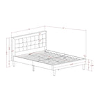 Lit plateforme East West Furniture - Tête de lit en tissu de lin denim avec garniture capitonnée - Pieds noirs (Option de taille et de finition)