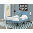 Lit plateforme East West Furniture - Tête de lit en tissu de lin denim avec garniture capitonnée - Pieds noirs (Option de taille et de finition)