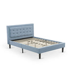 Lit plateforme East West Furniture - Tête de lit en tissu de lin denim avec garniture capitonnée - Pieds noirs (Option de taille et de finition)