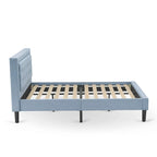 Lit plateforme East West Furniture - Tête de lit en tissu de lin denim avec garniture capitonnée - Pieds noirs (Option de taille et de finition)