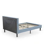 Lit plateforme East West Furniture - Tête de lit en tissu de lin denim avec garniture capitonnée - Pieds noirs (Option de taille et de finition)