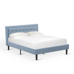 Lit plateforme East West Furniture - Tête de lit en tissu de lin denim avec garniture capitonnée - Pieds noirs (Option de taille et de finition)