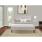 Lit plateforme East West Furniture - Tête de lit en tissu de lin denim avec garniture capitonnée - Pieds noirs (Option de taille et de finition)