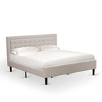 Lit plateforme East West Furniture - Tête de lit en tissu de lin denim avec garniture capitonnée - Pieds noirs (Option de taille et de finition)
