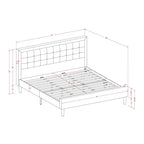 Lit plateforme East West Furniture - Tête de lit en tissu de lin denim avec garniture capitonnée - Pieds noirs (Option de taille et de finition)