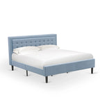 Lit plateforme East West Furniture - Tête de lit en tissu de lin denim avec garniture capitonnée - Pieds noirs (Option de taille et de finition)