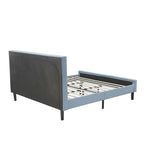 Lit plateforme East West Furniture - Tête de lit en tissu de lin denim avec garniture capitonnée - Pieds noirs (Option de taille et de finition)