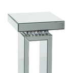 Table piédestal en verre miroir - Argent - Décor Roche River - 12Lx12Px28H